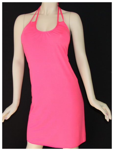 fuschia halter dress